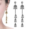 Retro Bollywood Oxidized Women Jhumka Indian Earrings Femmes Ethnic Gold Silver Color Afghan Bell Long Tassel Drop