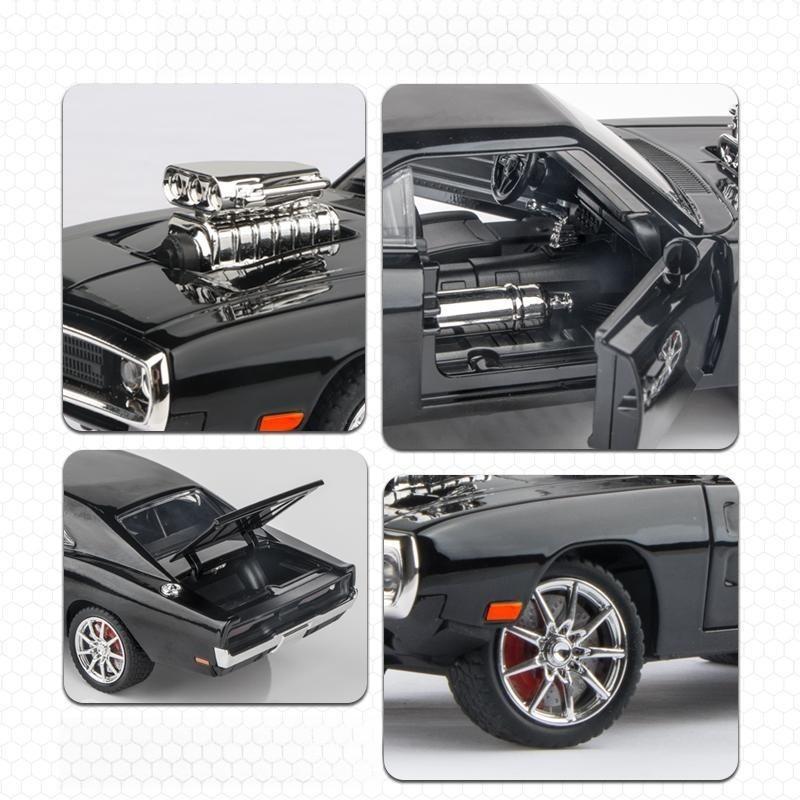 1/24 Форсаж 7 Dodge Charger R/T Литая металлическая миниатюрная модель игрушечного автомобиля С механизмом оттяжки Звук Свет Коллекция Подарок Для Мальчика Ребенка