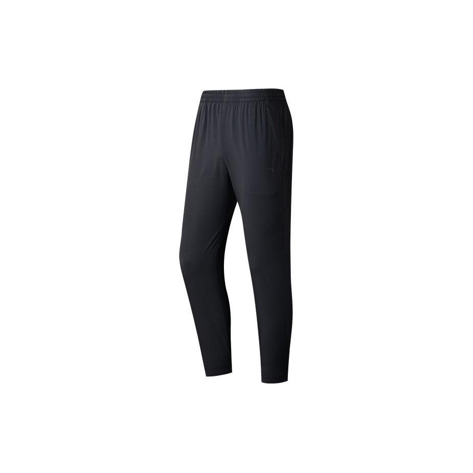 Anta Solid Color Straight Leg Casual Knitted Sports Pants Men Bottoms Black 952425504-1
