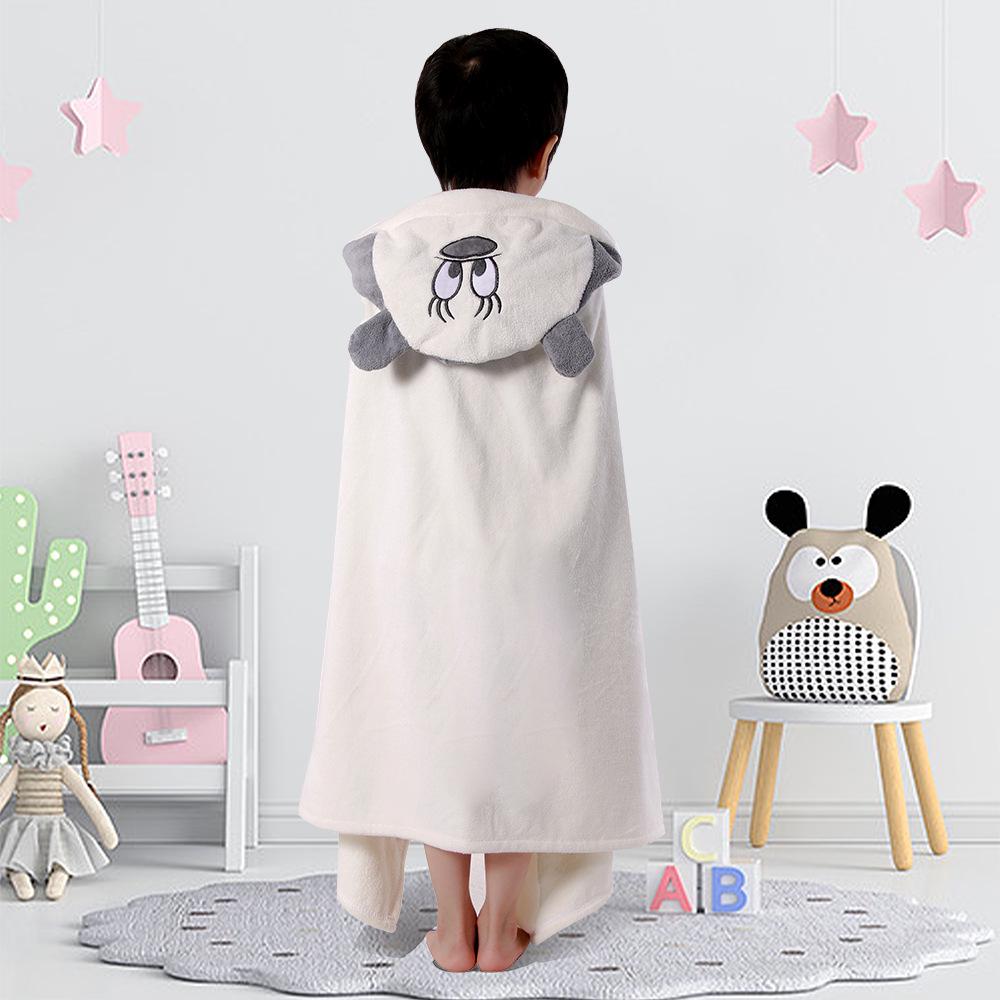 Children's Coral Fleece Hooded Bathrobe - Summer Baby Towel and Cloak for Swimming