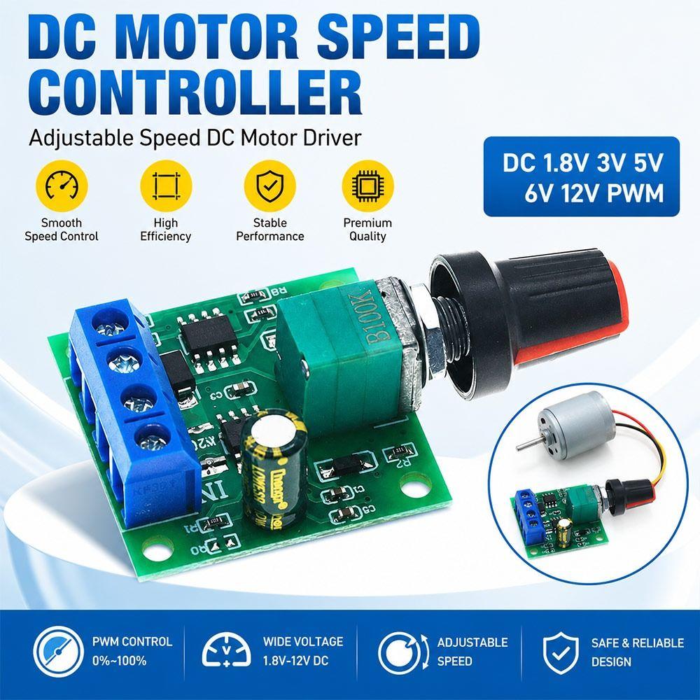 1.8V 3V 5V 6V 12V DC Motor Controller Motor Speed Regulator Circuit Board Projects