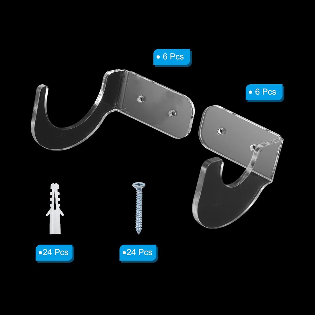 PATIKIL Подставка для светового меча, настенное крепление, 6 пар, акриловый держатель для светового меча, настенный кронштейн, стойка для бейсбольной биты, домашний световой меч, прозрачный