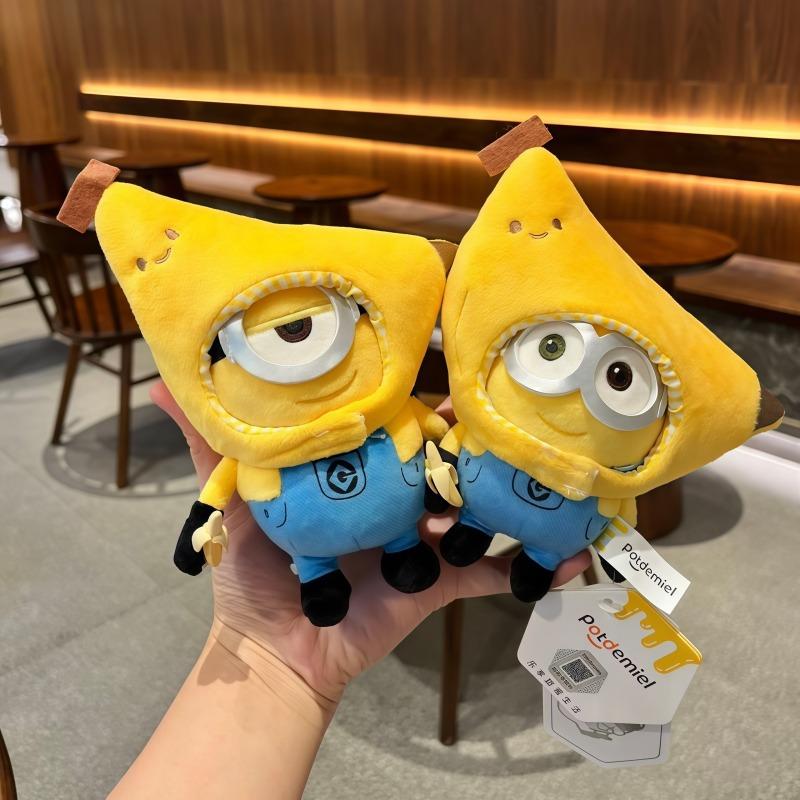 Cute MINIONS plush keychain cartoon anime peripheral figurine desktop ornament room decoration backpack hanging doll toy gift