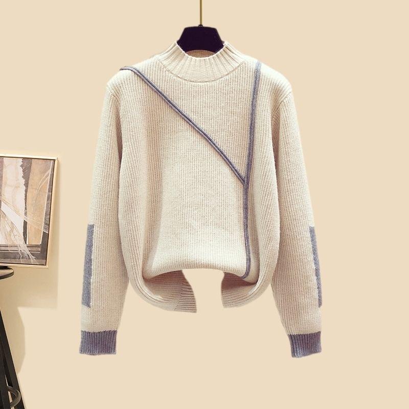 Women's 2024 Three-Piece Set: Thick Vest, Semi-High Neck Sweater, Carrot Harem Pants for Spring, Autumn, and Winter.