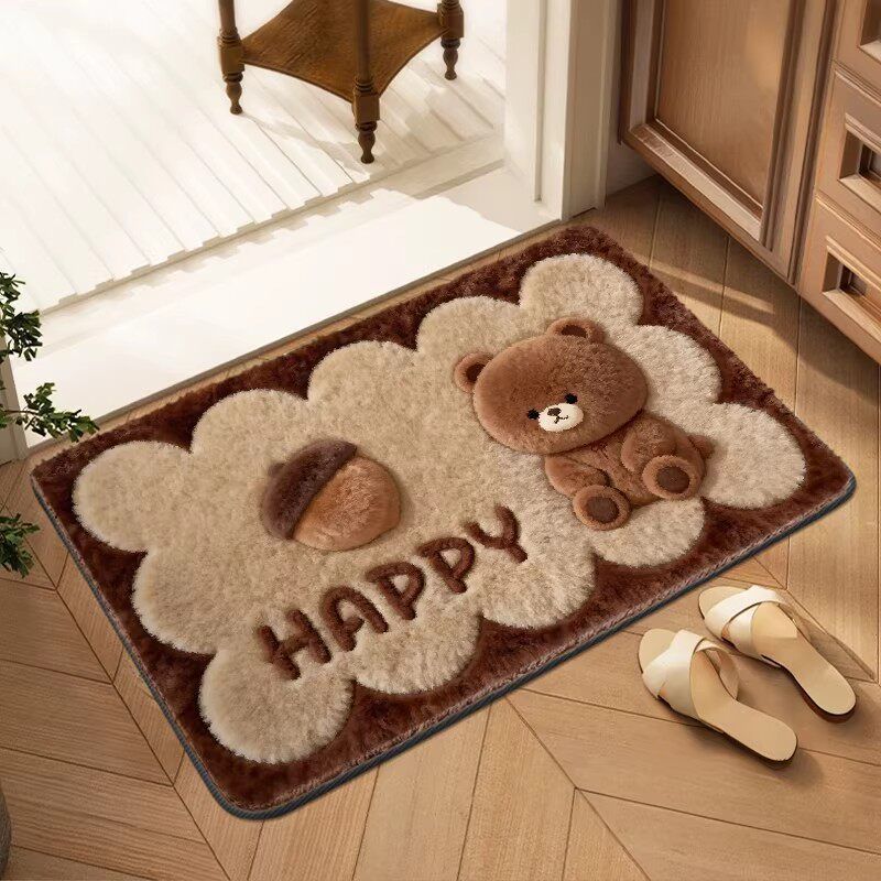 Cute cartoon 3D bathroom mat, plush foot mat, diatomaceous earth mat, absorbent doormat, non-slip bathroom mat