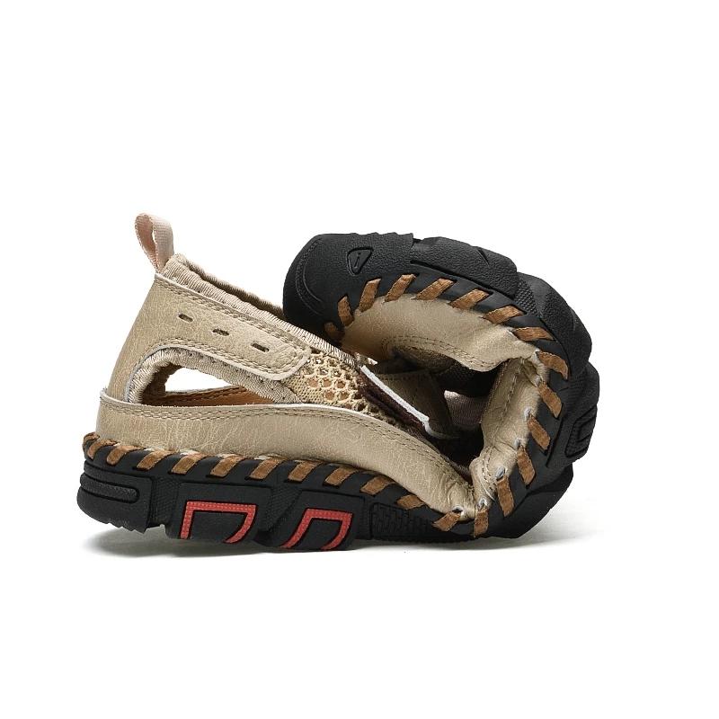 Новые летние мужские сандалии, уличные кожаные сандалии, классические мужские кожаные сандалии, легкие мужские сандалии ручной работы