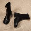 Мода Женщина Новые тенденции Ботильоны Челси с круглым носком Обувь на толстой платформе с лодыжкой Мотоциклетные повседневные Рыцарь Botas De Mujer