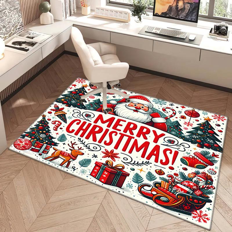 Merry Christmas Festive Greetings Carpet Printing Home Decor Protective Pad Doormat Art