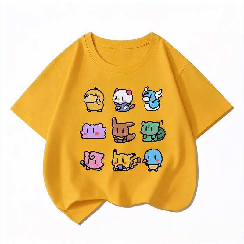 Youngsters' Summer Fashion Casual T-Shirt with Cute Duck Print, Comfortable Short Sleeve Crew Neck Tee for Boys and Girls