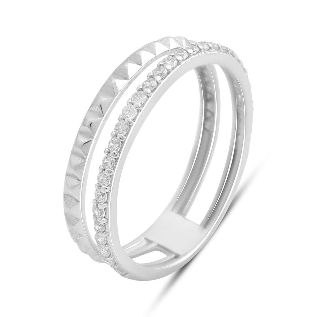 Серебряное кольцо с фианитами 0.29ct, вес изделия 1,83 гр (2197713)