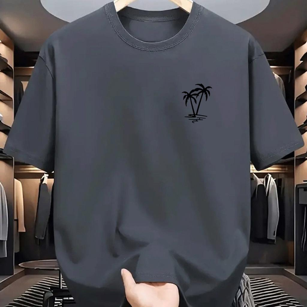 2025 Men's Summer 100 Cotton Fashionable Casual Sports Loose Plus Size Letter Pattern Printed Round Neck Short Sleeved T-shirt