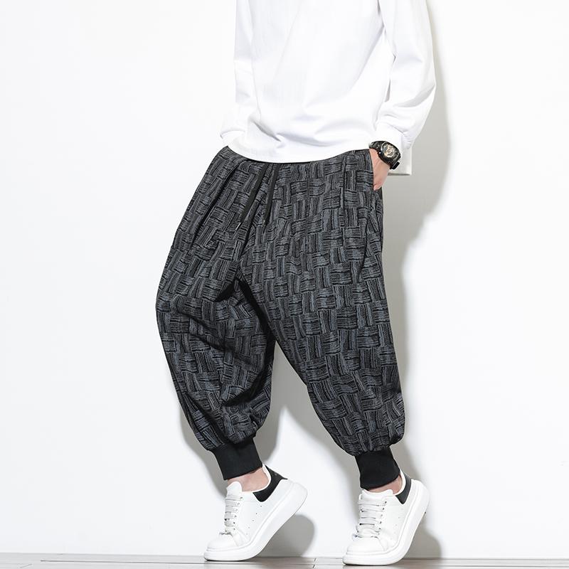 2025 Autumn Men Plaid Corduroy Pants Men Jogger Vintage Lantern Pants Y2K High Street Trousers Korean Loose Casual Sweatpants