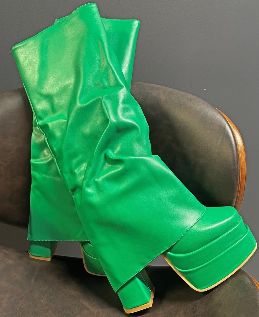 Модные оранжевые сапоги IPPEUM на платформе, высокие сапоги на блочном каблуке, туфли y2k, Plataforma botas bratz mujer, ярко-розовые сапоги с откидной крышкой для женщин.