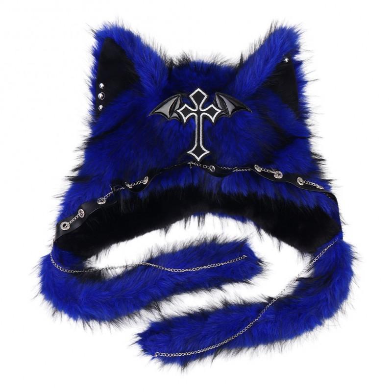 Fuzzy Rabbit Fur Cat Ear Beanie Hat Winter Warm Knit Cap Gothic Punk Style Women