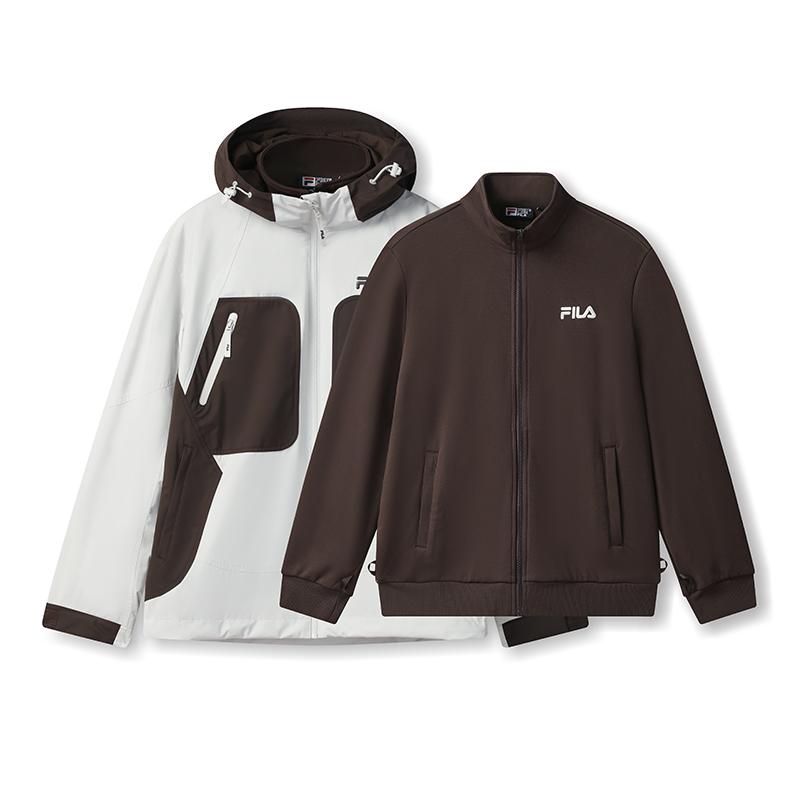 Fila Оригинальный Модный Ретро Простой Повседневный Спортивный На Каждый День Универсальный Удобный Цветной Блок Плетеный С Капюшоном Костюм-Двойка Куртка Мужские куртки F11M539707F-GY