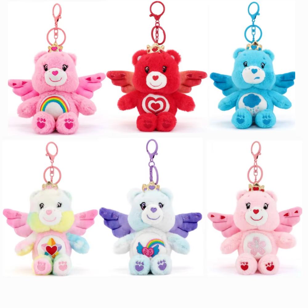 Care Bears Angel Wings Plush Keychain Cute Bear Pendant 15cm Kawaii Bag Charm Soft Stuffed Animal Keyring For Kids Birthday Gift