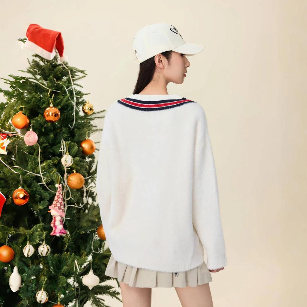 Kappa Year Of The Dragon Collection Sweaters Women's Birch White-0114 V-neck Moderate Other (Unisex) Sweaters K0E22LT39