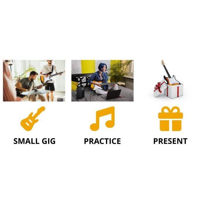 Guitare électrique - rocktile - banger's pack - sunburst - kit complet avec ampli 25w - 7 pièces