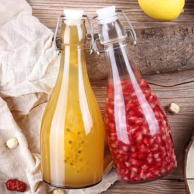 Кухня Столовая Бар Посуда для напитков Винная бутылка Бутылки для воды герметично закрыть Стеклянные бутылки Набор стеклянных бутылок для воды (Пустая бутылка)