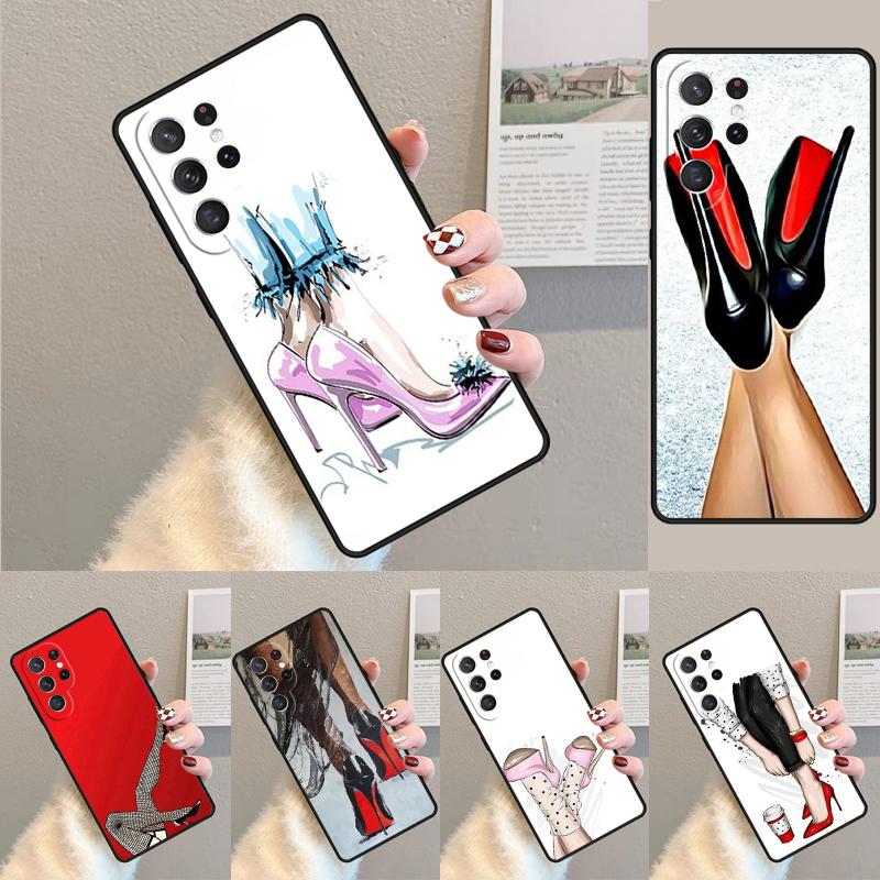Девушка на высоких каблуках Модный чехол для телефона Обложка Для Samsung Galaxy S24 S25 Ultra S21 S22 Ultra S10E Note 10 Plus Note 20 FE S23