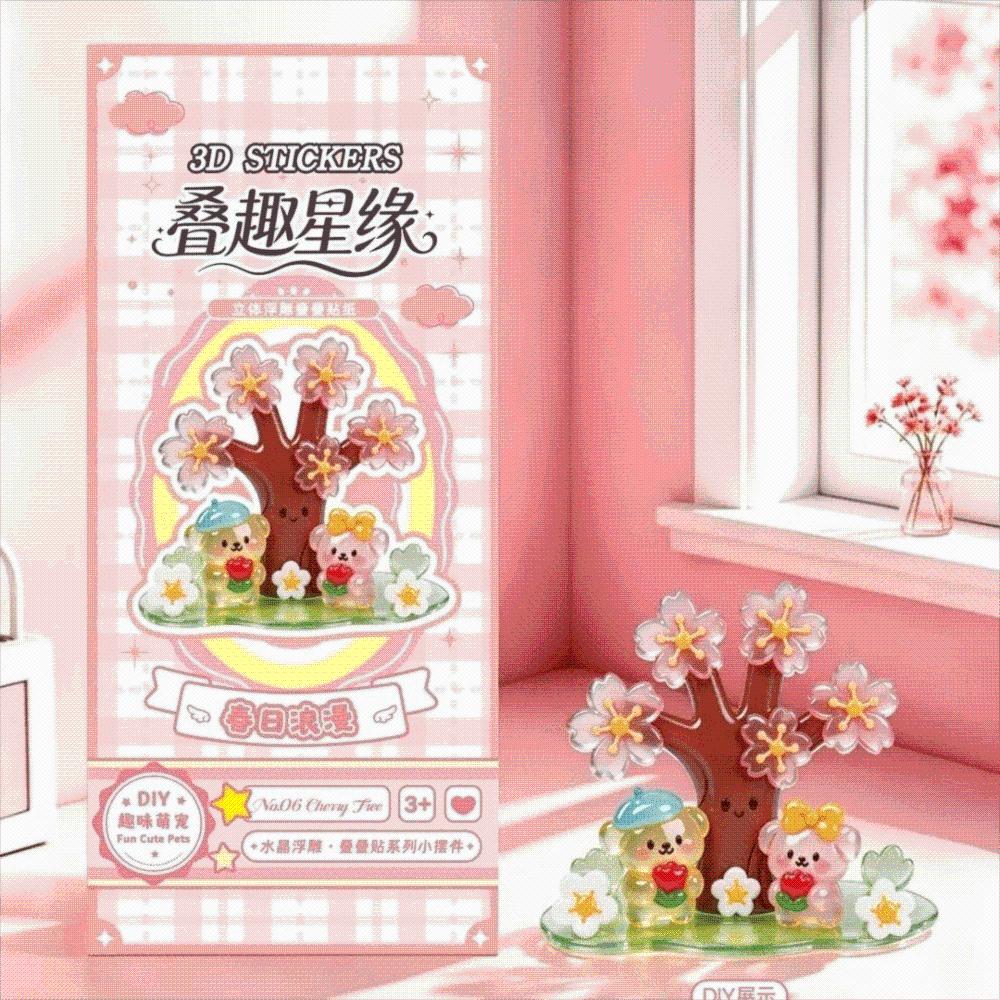 Cartoon Design 3D Crystal Embossed Stickers Mini Ornament Relief Stickers Classroom Reward