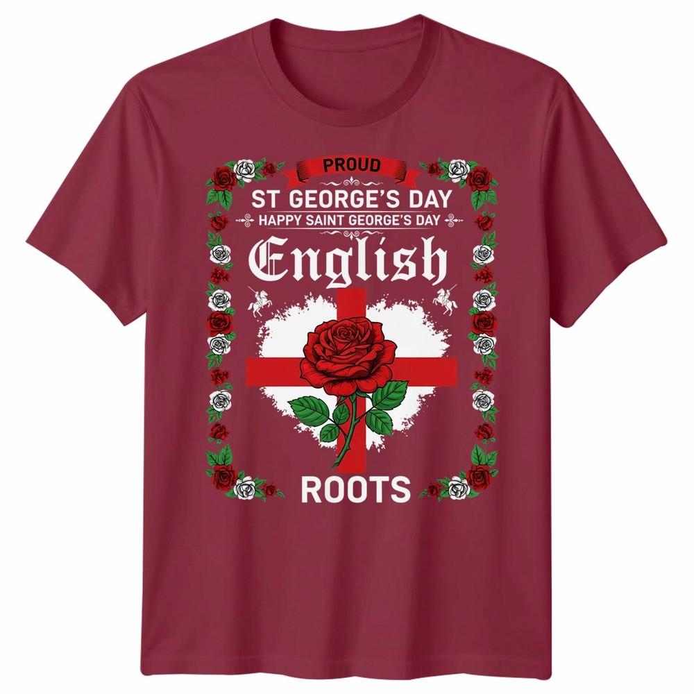 English St Georges Day Idea For Unisex Rose English Flag Tshirt