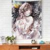 Девушка в стиле инс висящая ткань мультяшная спальня общежития прикроватная гобеленовая настенная фоновая ткань арендный дом декоративная ткань