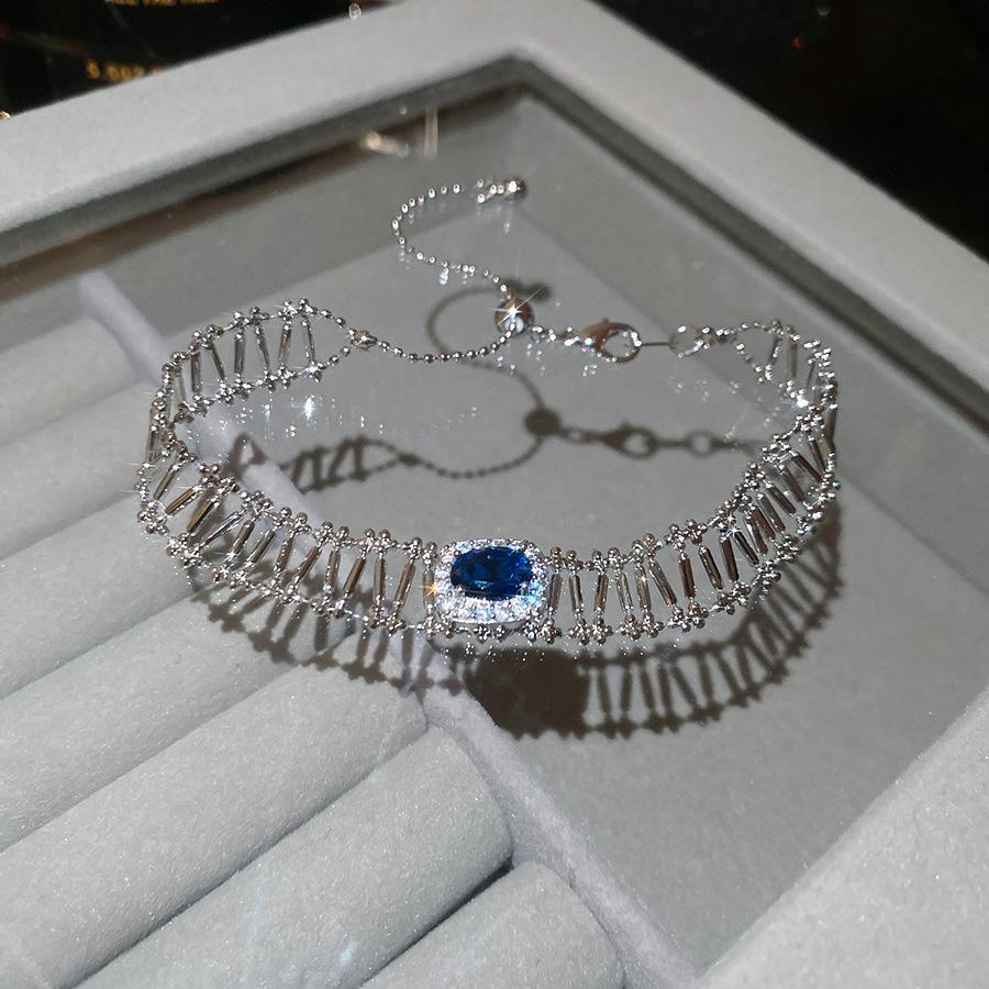 New Zircon Rectangle Clasp Bracelet Summer Cool Tone Elegant Luxury Women Jewelry