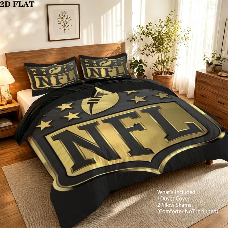 National Football League Pattern Bedding uilt Set uilt Cover Pillowcase Home Decoration Birthday Gift (1 * duvet cover + 2 * pillowcase without core)