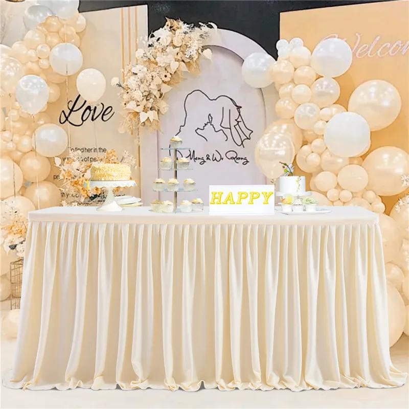 Юбка для праздничного стола, плиссированная скатерть для десерта на день рождения, чехол для свадебного праздничного стола, декор для детского душа, домашнего стола