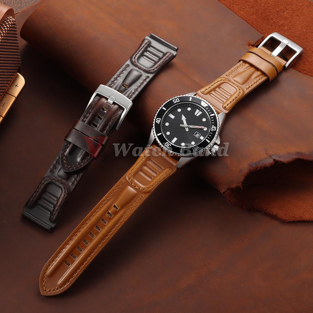 18/20/22/24mm Cowhide Wrist Bracelet Vintage Strap Oil Wax Genuine Leather Watch Band for Seiko for Omega Women Men Accessories