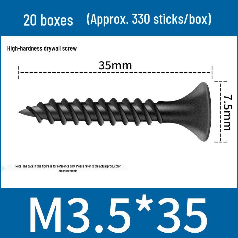 Высокопрочные черные саморезы по гипсокартону Jundingying M3.5*35