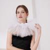 Victorian Retro Mesh Neck Ruff Collar Glitter Layered Ruffle Fake Collar Shawl Halloween Tulle Clown Choker for Renaissance Cosplay