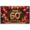 Фон для 60-летия Блестящее золотое покрытие Баннер «Счастливого 60-летия» Фотозона для дня рождения Элементы в виде бокалов для шампанского