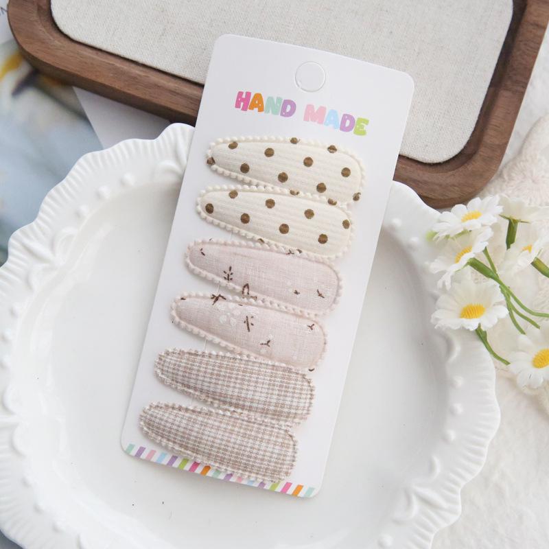 6 шт./набор Милый цветочный хлопковый набор заколок для волос Клетчатые тканевые банты для девочек, младенцев, детей Аксессуары для волос Завершающие челку Детские головные уборы