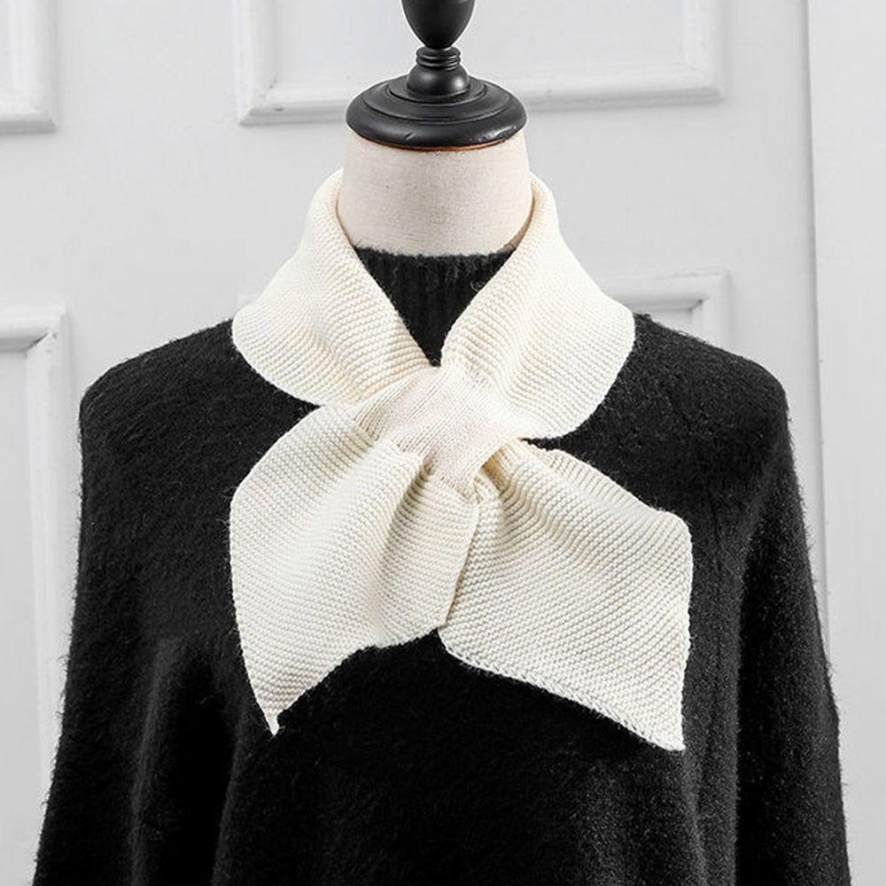 Winter Knitted Cross Scarf Windproof Warm Turtleneck Detachable Casual Sweater Bowtie Women