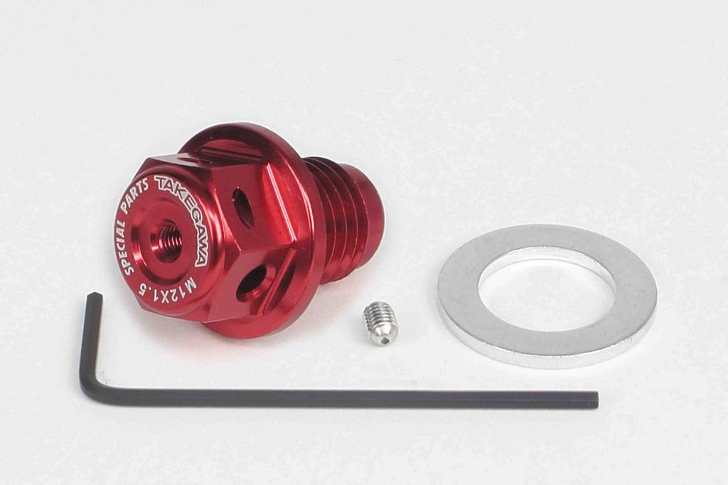 Special Parts Takekawa 02-09-0025 Aluminum Drain Bolt with Neodymium Magnet, Red, M12XP1.5