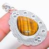 Tiger Eye Handmade Gemstone 925 Sterling Silver Jewelry Pendant 2.25" u6E67