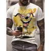 Summer Round Neck 3D Funny Animal Print Top Fashionable Casual Short Sleeved Men's T-shirts