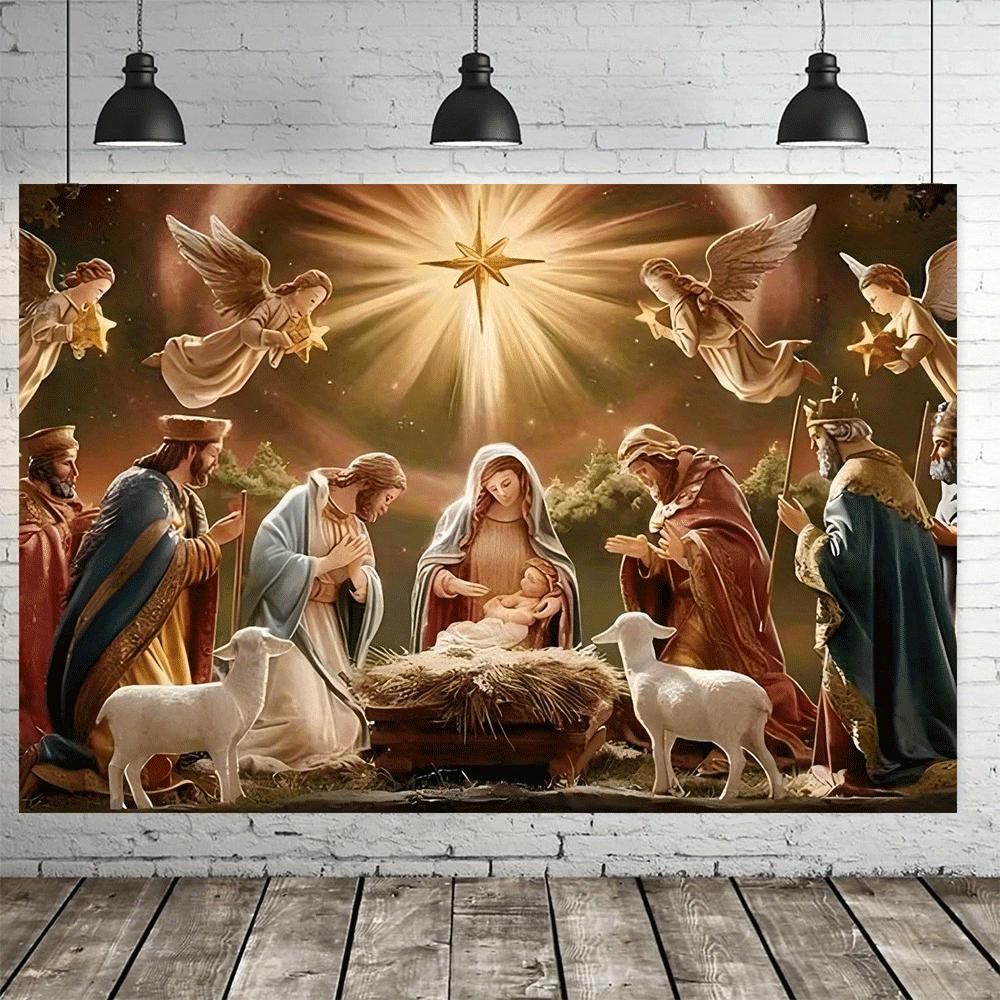 One 2D flat polyester background cloth for the Nativity scene suitable for festival parties photography and home decoration