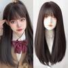 Cosplay Long Straight Black Synthetic Wigs With Bangs For Women African American Lolita Daily Party Heat Resistant Fibre