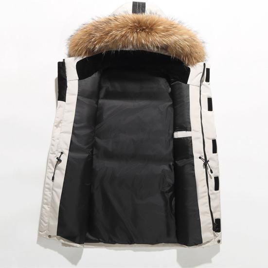 Мужская куртка-пуховик с несколькими карманами, капюшоном, отделкой из искусственного меха, длинным рукавом