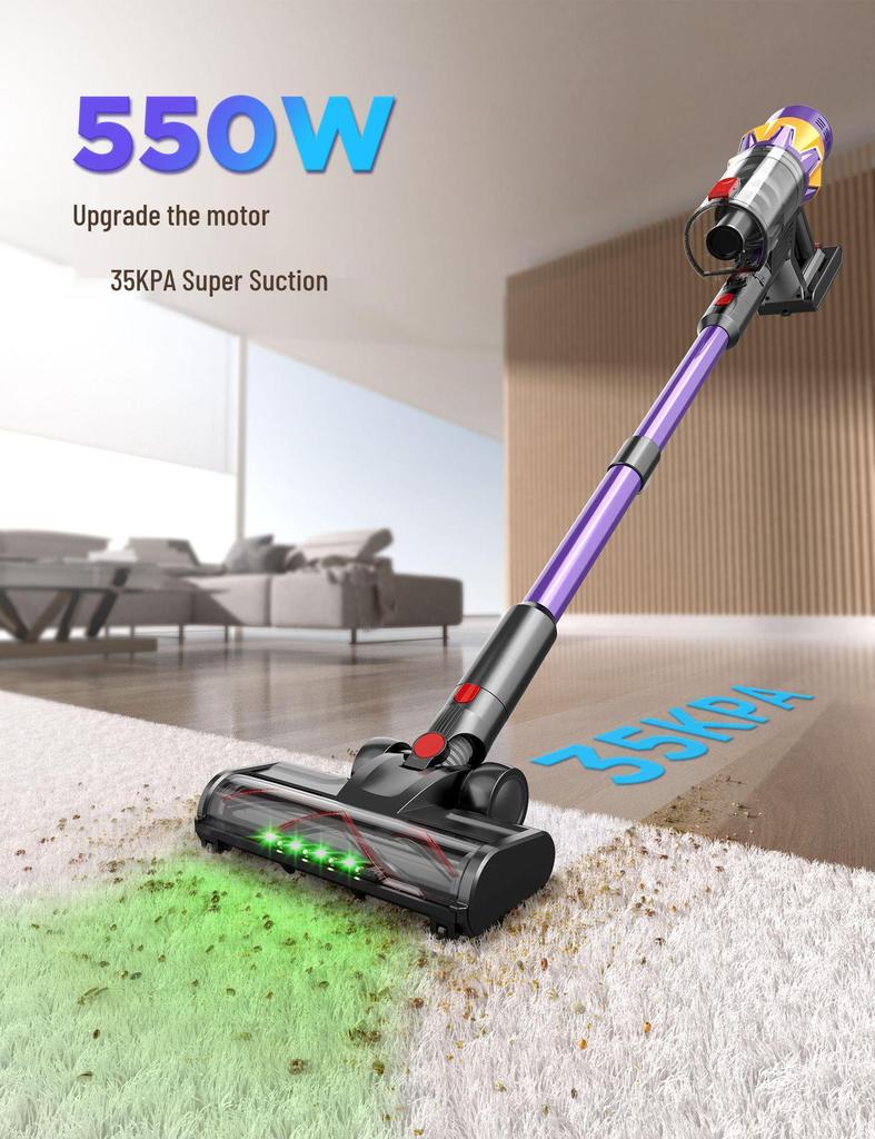 High-Power Brushless Handheld Vacuum Cleaner – 550W Multi-Function with Strong Suction for Home and Pet Hair Removal