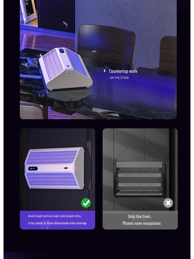 2025 Электрическая лампа-уничтожитель комаров и мухобойка - Репеллент для помещений для дома, отеля, магазина с перезаряжаемым контролем мух и комаров.