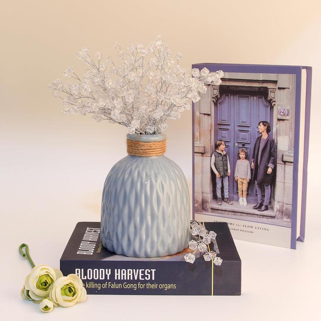 Букет из 30 штук кристальных искусственных цветов, стебли искусственных цветов для свадьбы, дома, вечеринки, офиса, отеля, кухни, для DIY-поделок, украшение - Прозрачный