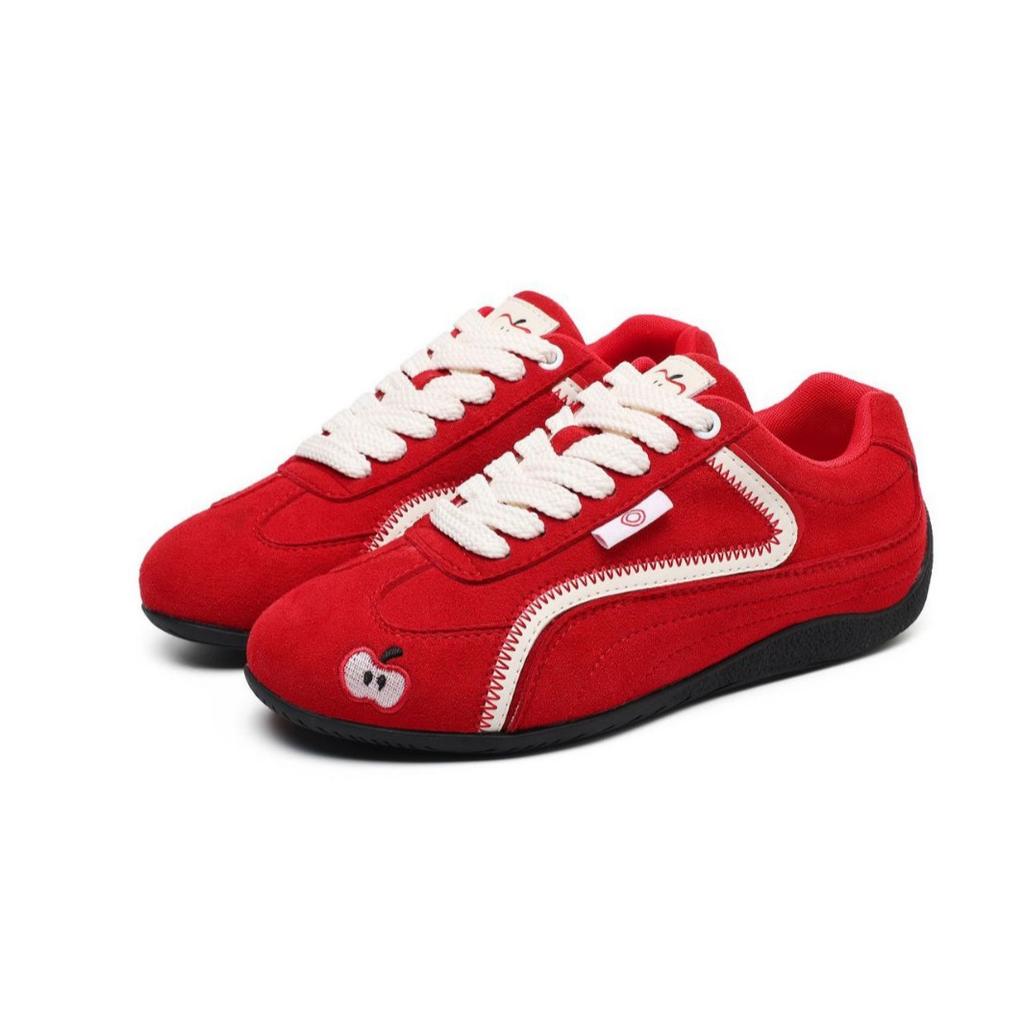 Нишевые ретро красные тонкоподошвенные яблочные туфли мужские пара шнурков универсальные спортивные и повседневные на плоской подошве парные немецкие тренировочные туфли