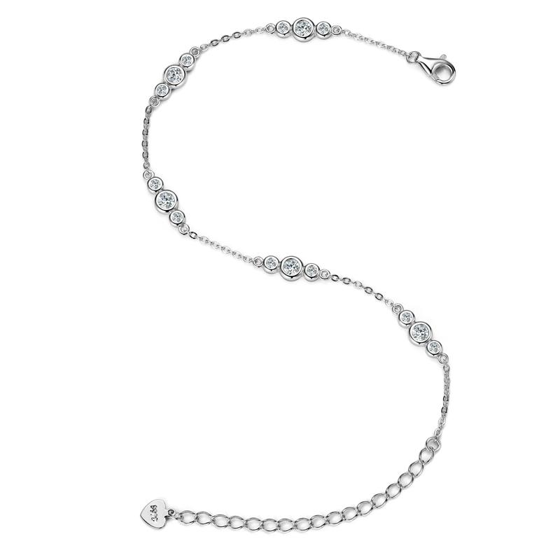 Anizw 2024 New 18k Gold Plated Bracelet 925 Silver Chain 2mm D Color Bezel Moissanite Bracelets Fashion Women's Jewelry Gifts
