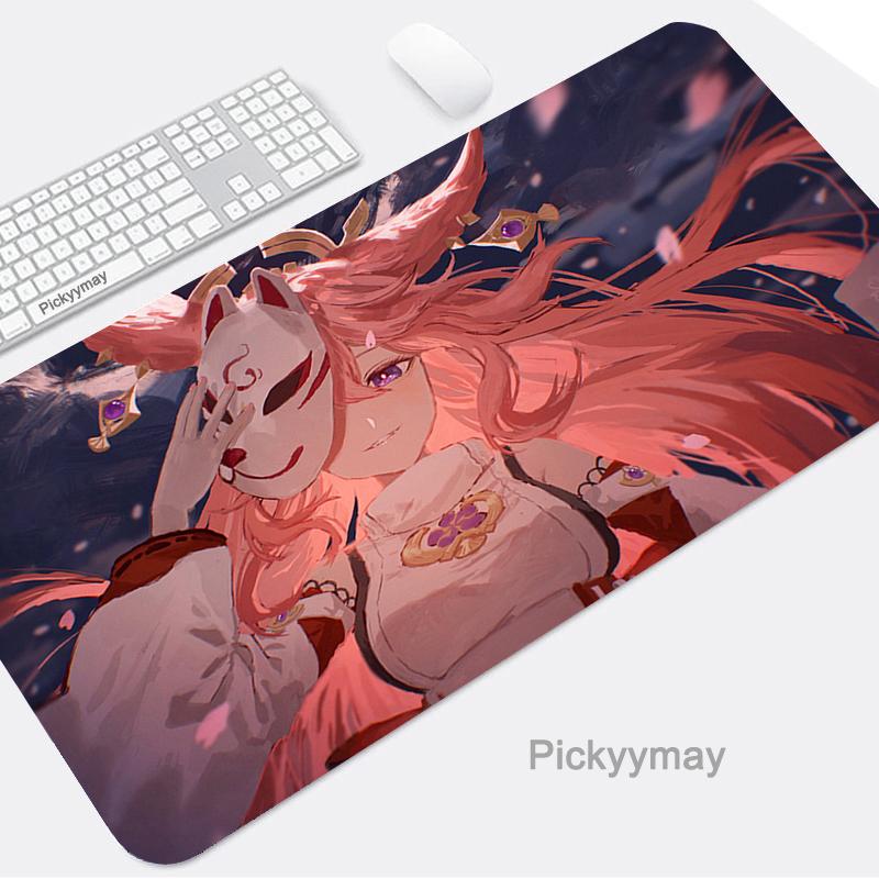 Коврик для мыши игровые аксессуары коврик для мыши Yae Miko компьютер ноутбук ПК геймер Mause Genshin Impact большая аниме-клавиатура настольный ковер