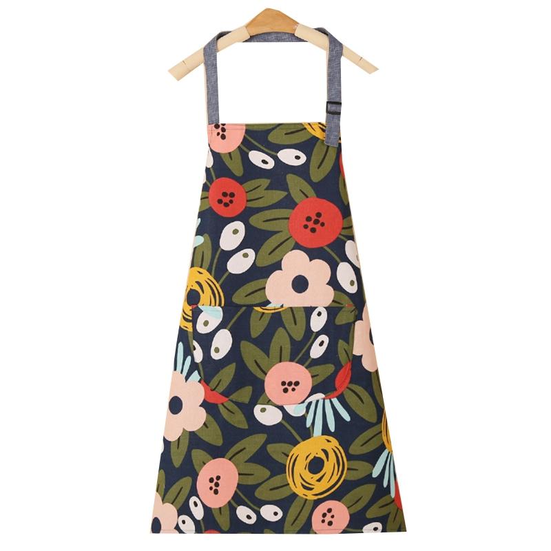 Cartoon Pattern Cotton Apron with Large Front Pocket No Sleeve Hanging Neck for Men Women Unisex Adjustable Kitchen Cooking