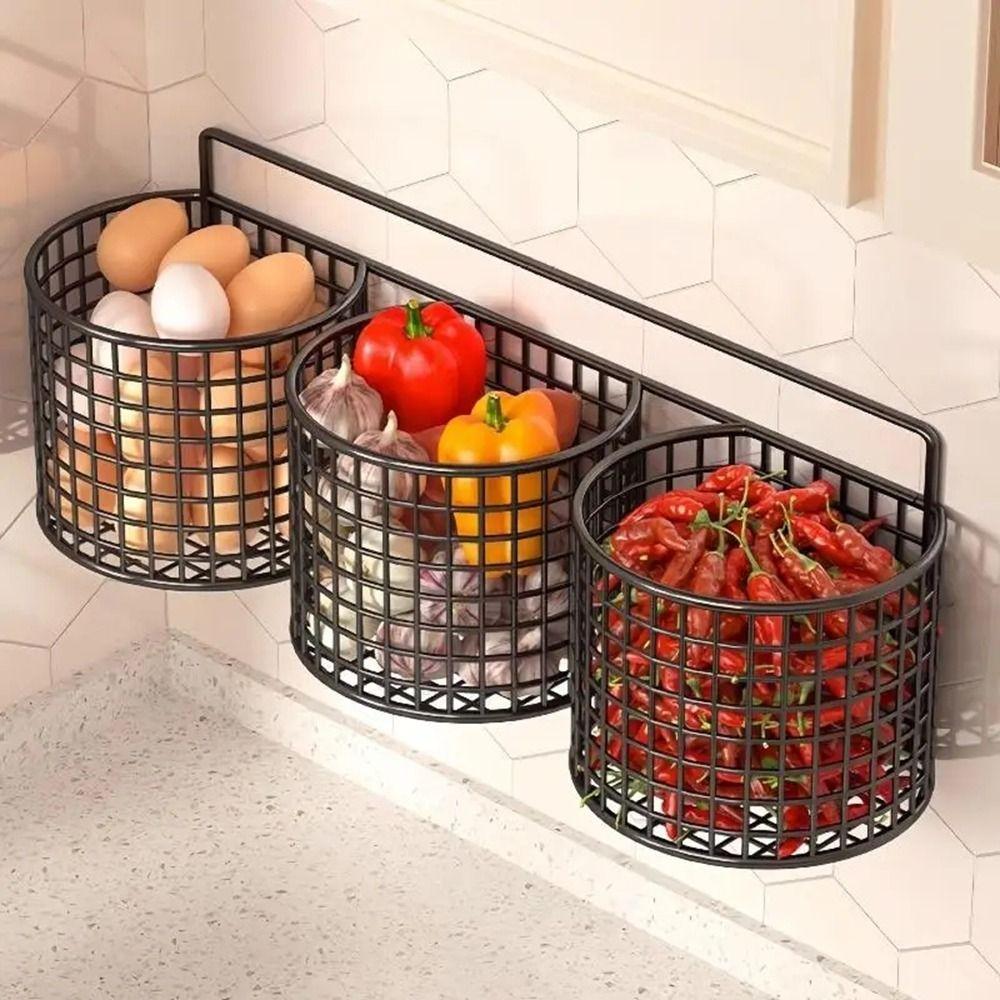 1/2/3 Grids Wall Mounted Storage Basket Large Capacity Comb Storage Bucket Kitchen Shelf  Bathroom